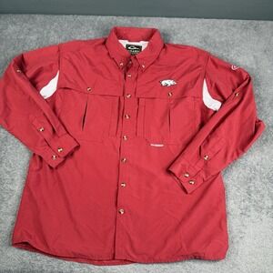 Arkansas Razorbacks NCAA Button-Down Shirt Men's Large Red Long Sleeve Drake